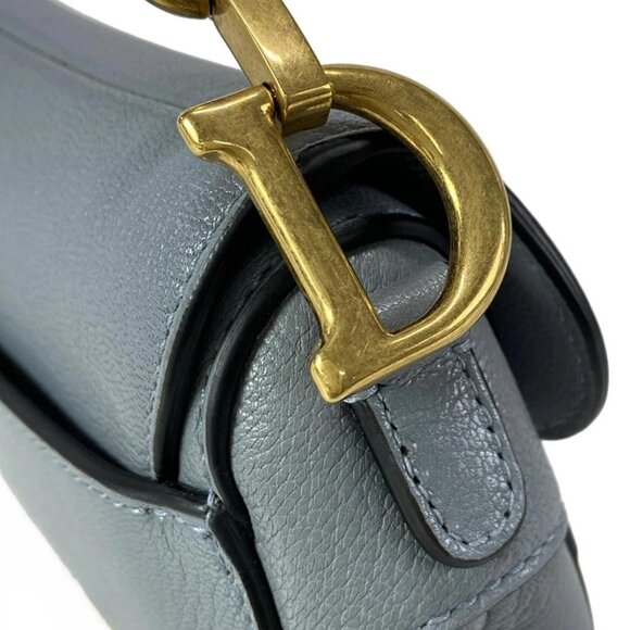 Auth DIOR/ChristianDior Saddle Microbag - Cloud Blue Leather Handbag - Picture 9 of 16